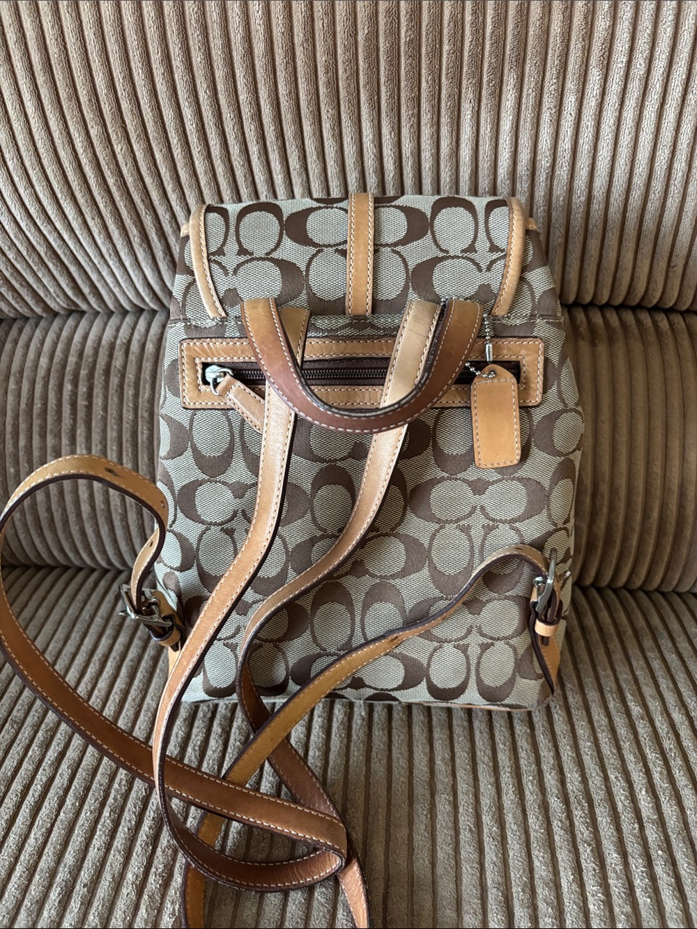 Coach Canvas Signature Backpack in Brown and Tan - Picture 2 of 9